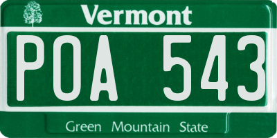 VT license plate POA543