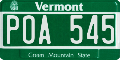 VT license plate POA545