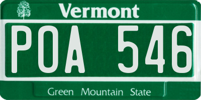 VT license plate POA546
