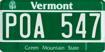 VT license plate POA547
