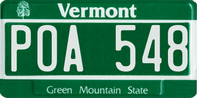 VT license plate POA548