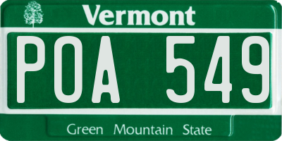 VT license plate POA549