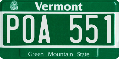 VT license plate POA551