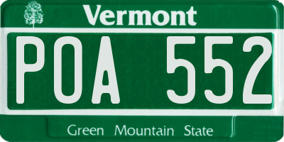 VT license plate POA552