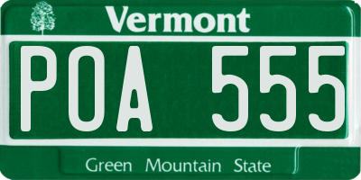 VT license plate POA555