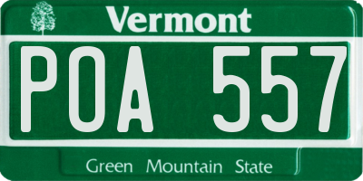 VT license plate POA557