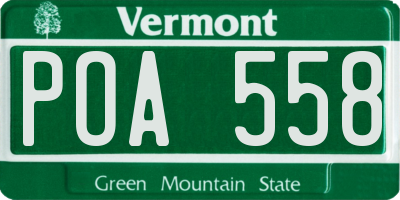 VT license plate POA558