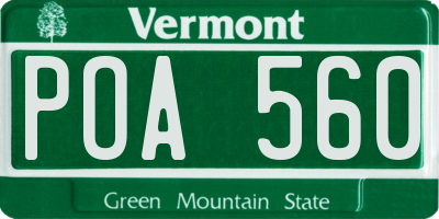 VT license plate POA560