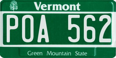VT license plate POA562