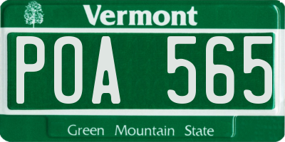VT license plate POA565