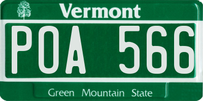 VT license plate POA566