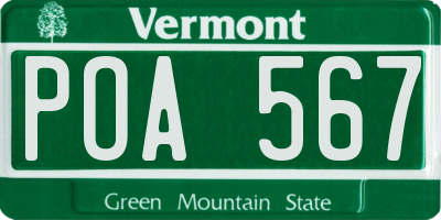 VT license plate POA567