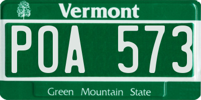 VT license plate POA573