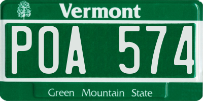 VT license plate POA574