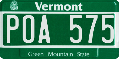 VT license plate POA575