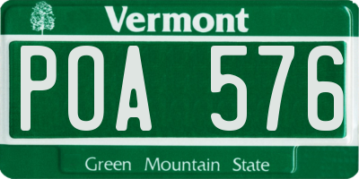 VT license plate POA576