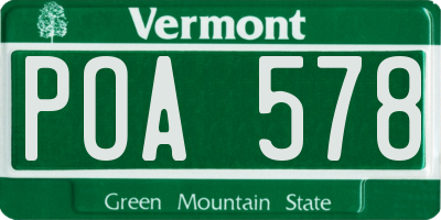 VT license plate POA578