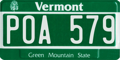 VT license plate POA579