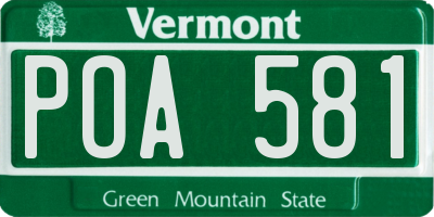 VT license plate POA581