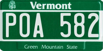 VT license plate POA582