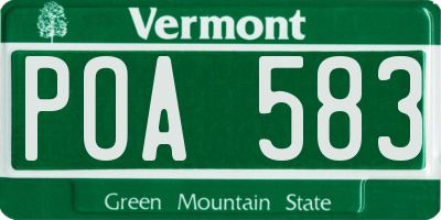 VT license plate POA583