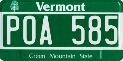 VT license plate POA585