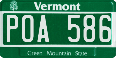 VT license plate POA586