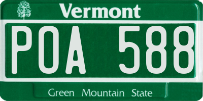 VT license plate POA588