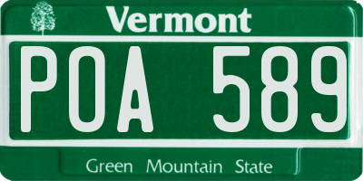 VT license plate POA589