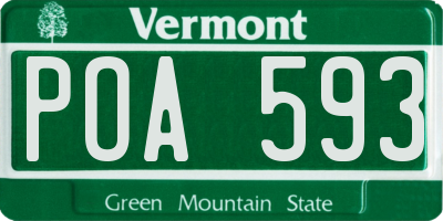 VT license plate POA593