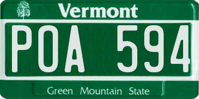 VT license plate POA594