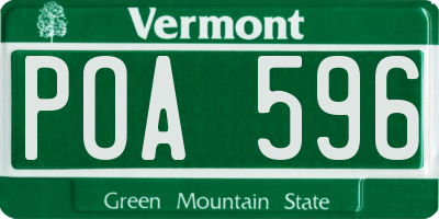 VT license plate POA596