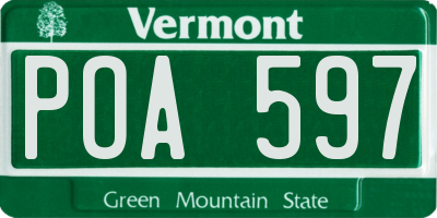 VT license plate POA597