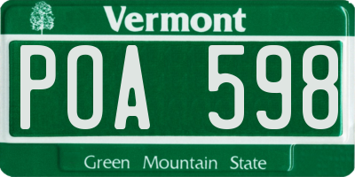 VT license plate POA598
