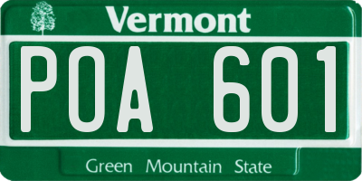 VT license plate POA601