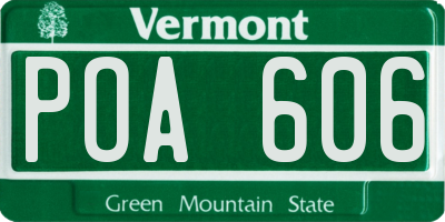 VT license plate POA606