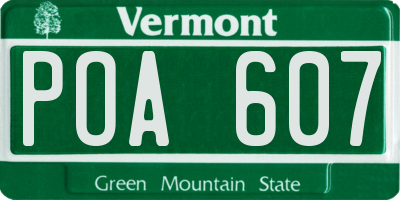 VT license plate POA607