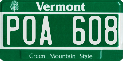 VT license plate POA608