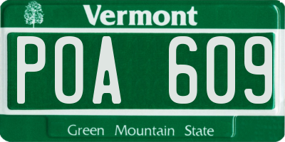 VT license plate POA609
