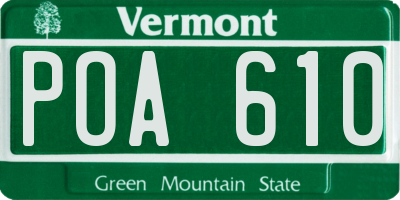 VT license plate POA610