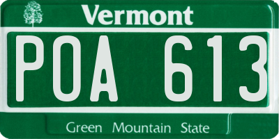 VT license plate POA613