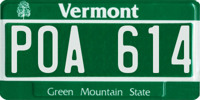 VT license plate POA614
