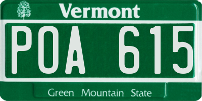 VT license plate POA615
