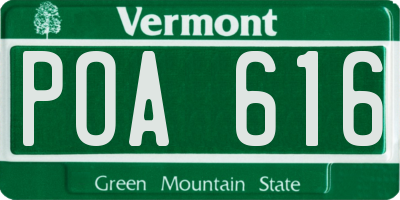 VT license plate POA616