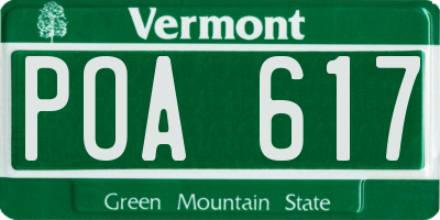 VT license plate POA617