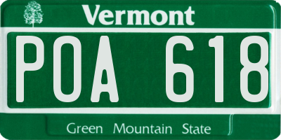 VT license plate POA618