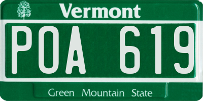 VT license plate POA619