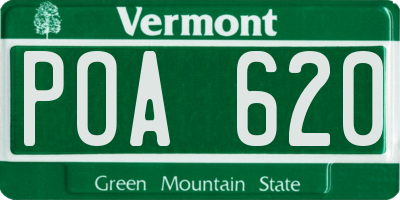VT license plate POA620