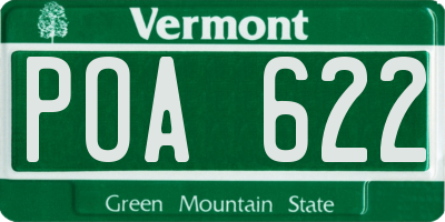 VT license plate POA622