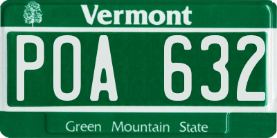 VT license plate POA632